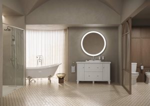 Reforma de baño en Cantabria con bañera exenta, ducha y mueble de baño